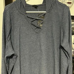 Torrid top med blue, long sleeve. BRAND NEW.  size 3X